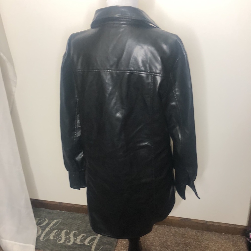 Bagatelle collection black faux leather pocketed long coat size medium​ - Picture 8 of 11